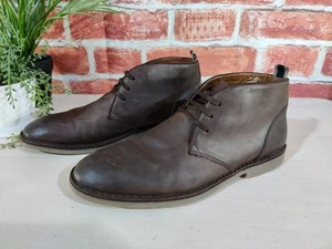 DUNE LONDON BROWN CHUKKA BOOTS UK 9 EU 43 LEATHER LACE UP SMART CASUAL ANKLE MEN - Picture 1 of 8