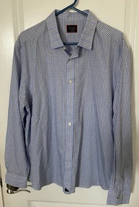 Untuckit Mens XL Long Sleeve Button Up Shirt Formal Preppy Blue Plaid CHJ-525 - Picture 1 of 4