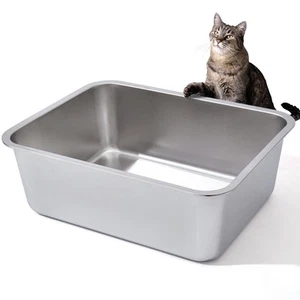 Stainless Steel Litter Box, High Sided Large Metal Cat Litter Boxes Easy Clea... - Picture 1 of 8