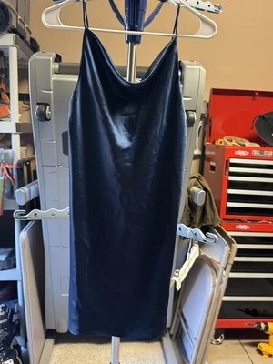 Dance & marvel navy satin cowl neck mini dress - size s  - Image 1 of 3