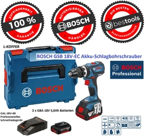 Taladro destornillador de percusión a batería BOSCH GSB 18V-EC 2 x 18V... - Imagen 1 de 9