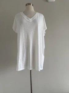 NEW EILEEN FISHER 100% ORGANIC COTTON V-NECK SHORT SLEEVE TOP T- SHIRT SIZE 3X - Picture 1 of 8