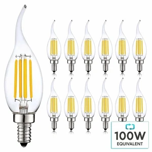 Luxrite Candelabra LED Light Bulbs 100W Equivalent 2700K CA11 E12 Base 12-Pack - Picture 1 of 7