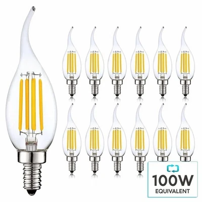 Luxrite Candelabra LED Light Bulbs 100W Equivalent 2700K CA11 E12 Base 12-Pack - Image 1 of 4