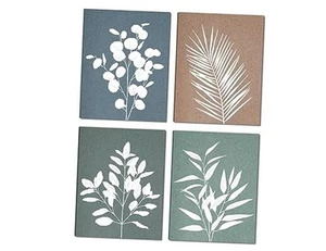 Boho Canvas Wall Art Set of 4 Framed Stylish Neutral Botanical Prints for Home - Picture 1 of 7
