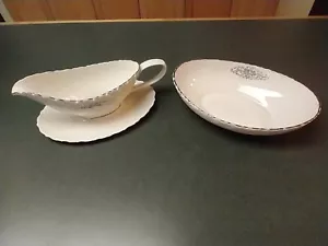 Valera by Lenox E537 Gravy Boat with Attached Underplate & Vegetable Bowl - Picture 1 of 5