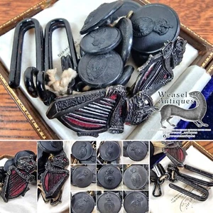 Royal Ulster Constabulary Buttons Clips Hooks & Irish Constabulary Collar Badges - Picture 1 of 7