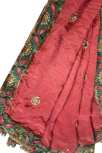 Dupatta Scarf Vintage Indian Embroidered Long Stole Shawl Woman Hijab LD6419 - Picture 1 of 7