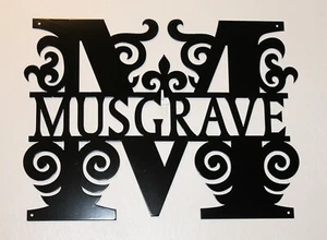 Split Letter Monogram Door Hanger Metal Wall Art Personalized w Name and Initial - Picture 1 of 4