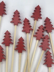 Christmas Cocktail Food Picks Red Tree Toothpick 48pcs Holiday - Picture 1 of 4