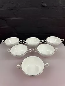 6 x Paragon White and Gold Gilt Soup Coupes Handled Soup Bowls Set - Picture 1 of 6