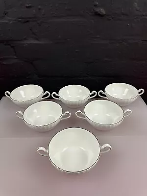 6 x Paragon White and Gold Gilt Soup Coupes Handled Soup Bowls Set - Image 1 of 4