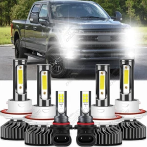 LED Headlight Hi-Lo+ Fog Light Bulbs White Kit For Ford F250 F350 F450 2005-2019 - Picture 1 of 12
