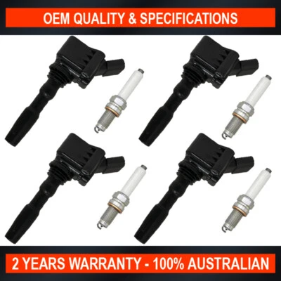 4x Pack Swan Ignition Coil w/ 4x NGK Spark Plugs for Audi A1 A3 Q2 Q3 1.4 TFSI - Image 1 of 4