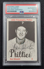 1975 KEN SILVESTRI Signed TCMA Baseball Card-PHILADELPHIA PHILLIES-PSA