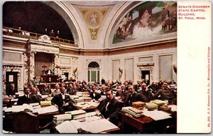 Postal publicada de 1909 de la Cámara del Senado del Capitolio del Estado St. Paul Minnesota MN - Imagen 1 de 2