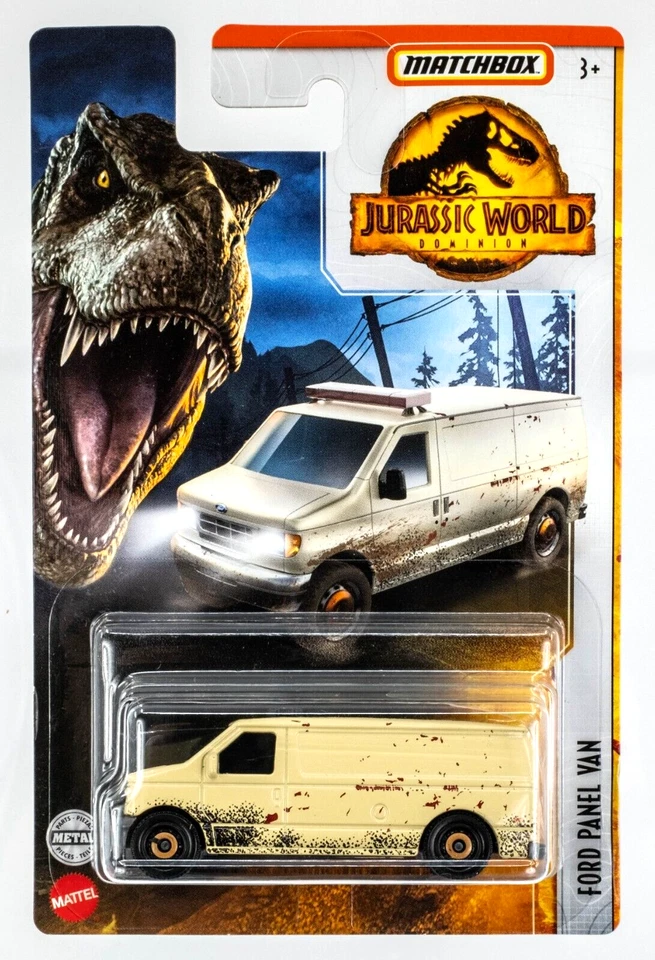 2022 Matchbox Jurassic World Dominion Ford Panel Van BEIGE | BROWN WHEEL | FSC - Image 1 of 1
