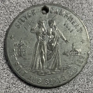 1891 Fort Sumter & Appomattox Battles Silver Encampment Detroit Medal - Bild 1 von 3