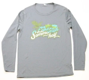 Medium 2015 Lake Sammamish Half Gray Polyester T-Shirt Long Sleeve Solid 1023 - Picture 1 of 4