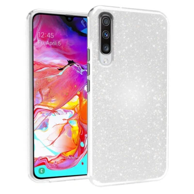 Custodia Brillantini Cover Glitter 3 in 1 per Samsung Galaxy A70 Argento - Immagine 1 di 4