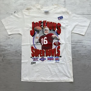 VTG NEW 90s San Francisco 49ers Joe Montana Knows Super Bowls Shirt Youth Sz M - Picture 1 of 24