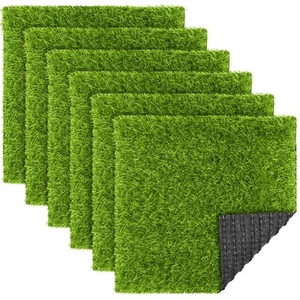 6 Packs Artificial Grass Square Mat 12 x 12 Inch Fake Grass Turf Patch with D... - Picture 1 of 7