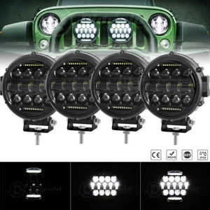 4pcs 7" LED Pods Work Light Bar Black Round Driving Fog Headlight Truck Off Road - Picture 1 of 15