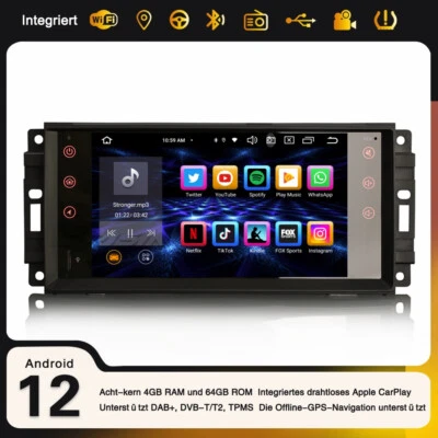 7" 8-Kern Android 14 Autoradio GPS Navi Jeep Patriot Chrysler 300C Dodge Journey - Bild 1 von 4