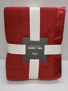 Martha Stewart Collection Soft Fleece Twin Blanket Red