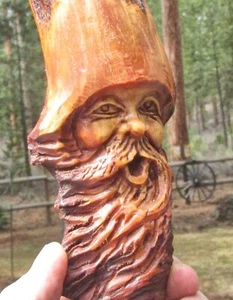 Wood Spirit Carving Small Knot Head Forest Face Tree Sculpture Wall Art Log Home - Picture 1 of 6
