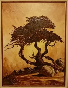 Original Oil Painting by E. Layne Rustan "Monterey Cypress" Framed & Perfect!! - Picture 1 of 14