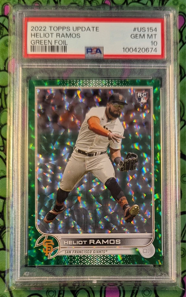 HELIOT RAMOS Rookie Card 💎 PSA 10 GEM MINT 💎 2022 Topps RC US154 🔥 GREEN /499 - Image 1 of 2