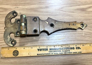 Antique SALVAGED Heavy Duty BRASS Barn Door Strap Hinge bracket - Picture 1 of 22