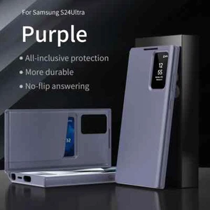 Funda de cuero abatible para Samsung Galaxy S24 / S25 Ultra ranura para tarjeta ventana vista cubierta - Imagen 1 de 30