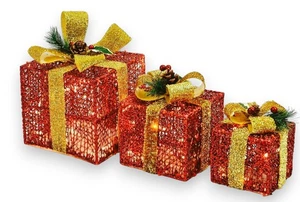 DMS 3er Set Geschenkboxen GBL-3 mit LEDs Weihnachtsbeleuchtung geschenk - Bild 1 von 1