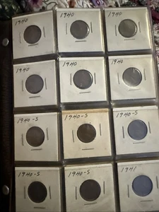 Pennies Mix 1909-1972 12 Seiten zirkuliert. Verkauf als Set auf Bildern - Bild 1 von 14