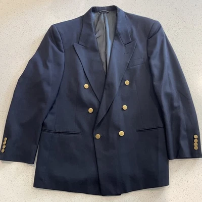 Christian Dior Monsieur Double-Breasted Blazer 44R Dark Navy Gold Button - Image 1 of 4