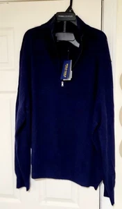 Maglione Polo Golf Cashmere - Navy - Zip 1/4 - NUOVO Vendita al Dettaglio $268,00 Uomo XXL - Foto 1 di 10