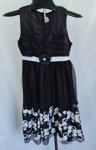 Abito Bloome De Jeune FIlle festa bambina taglia 10 nero shabby rosa nuovo senza etichette - Foto 1 di 3