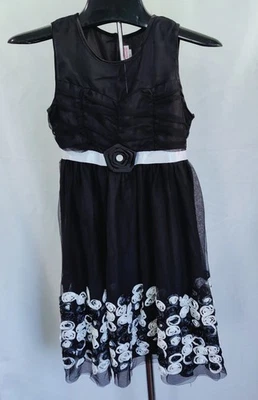 Vestido de fiesta de vacaciones Bloome De Jeune Fille niñas talla 10 negro rosa en mal estado nuevo sin etiquetas Foto 1 de 3