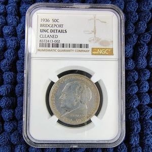 1936 Bridgeport, CT Silver Commemorative Half Dollar - NGC Unc. Details - Picture 1 of 16