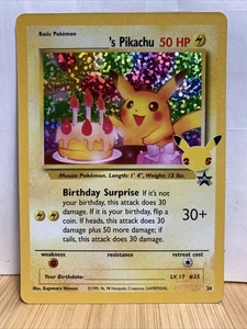 Tarjeta Foil Pikachu Promo Cumpleaños Celebraciones Pokémon Rara #24 - Imagen 1 de 2