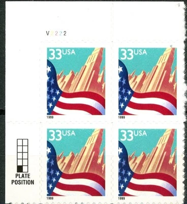 Flag Over City $.33 Denominated S/A Sheet Type MNH Scott 3278 Upper Left V2222 - Image 1 of 2