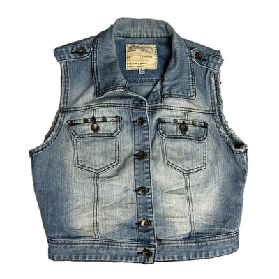 Chaleco vaquero desgastado casa de muñecas para mujer talla grande occidental Foto 1 de 4