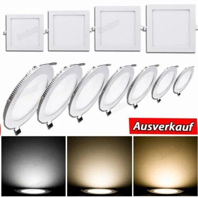 LED Panel Einbaustrahler Einbauleuchte Deckenleuchte flach rund eckig ultraslim - Bild 1 von 4
