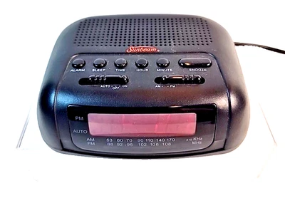 Radio Reloj Despertador Sunbeam Hospitality AM FM Negro Modelo #89014 PROBADO FUNCIONA Foto 1 de 4