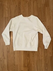 Vintage 60s Penneys Towncraft raglan crew neck white sweatshirt Medium - Picture 1 of 10
