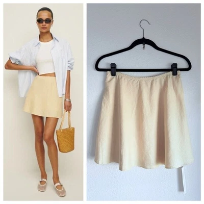 Minifalda Reformation Brandy 100 % lino en amarillo parmesano beige talla M nueva con etiquetas Foto 1 de 4