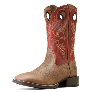 NEU IM KARTON HERREN ARIAT 10042402 SPORT REDEO CRUNCH HELLBRAUN/BESTIMMT ORANGE ECKIGE SPITZE STIEFEL - Bild 1 von 6