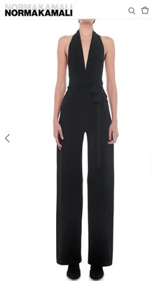 7 For All Mankind Jumpsuit Womens Black Velvet Keyhole Halter Tie Evening Size M - Image 1 of 3